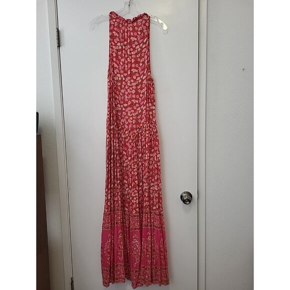 Spell & The Gypsy Red Coral Delirium Tiered Maxi Dress Sleeveless Small - Picture 8 of 10